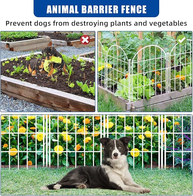 26 Pack Decorative Garden Fence, 17in X 28ft Arched No Dig Fence Border, Garden Edging Border, Rustproof Metal Animal Barrier with Ground Stake for Dog, Rabbit, Outdoor Yard Patio Decor, White