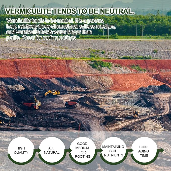 50QT Horticultural Vermiculite Bulk, Organic Vermiculite for Plants, Course Grade Vermiculite for Gardening, for houseplants, for Mushrooms, to Maintain Soil Moisture and Plant Growth(2-4mm)