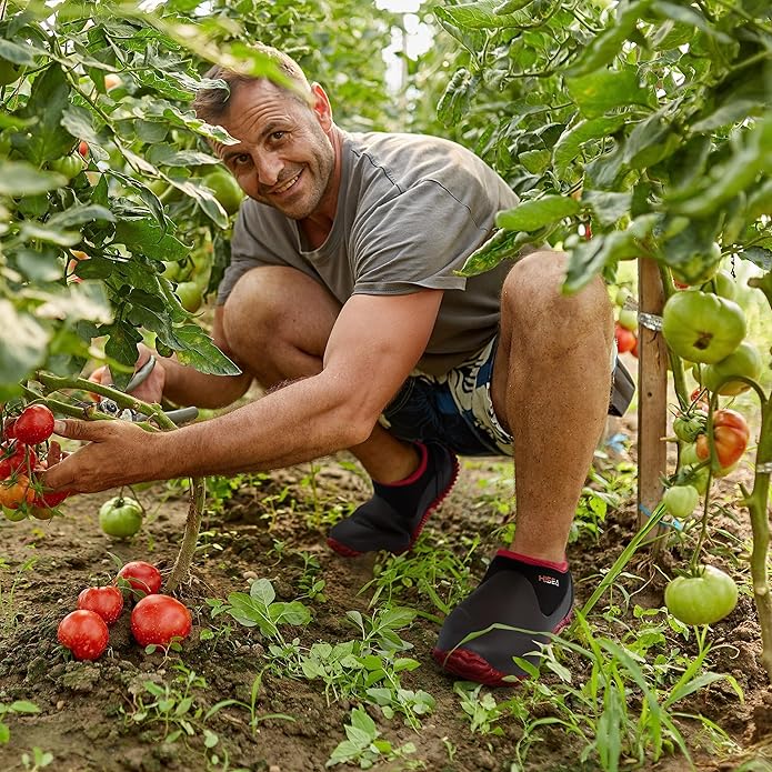 HISEA Unisex Waterproof Garden Shoes, Men's Rubber Rain Boots Women's Ankle Rain Shoes Neoprene Camp Booties Outdoor Slip-On Footwear for Gardening, Farming, Camping, Car Wash, Lawn Care and Yard Work