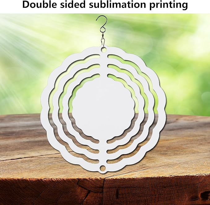 10 pcs Sublimation Wind Spinner Blanks 3 Inch Round 3D Aluminum Sublimation Blanks Wind Spinners Bulk Hanging Wind Spinners DIY Crafts Sublimation Ornaments