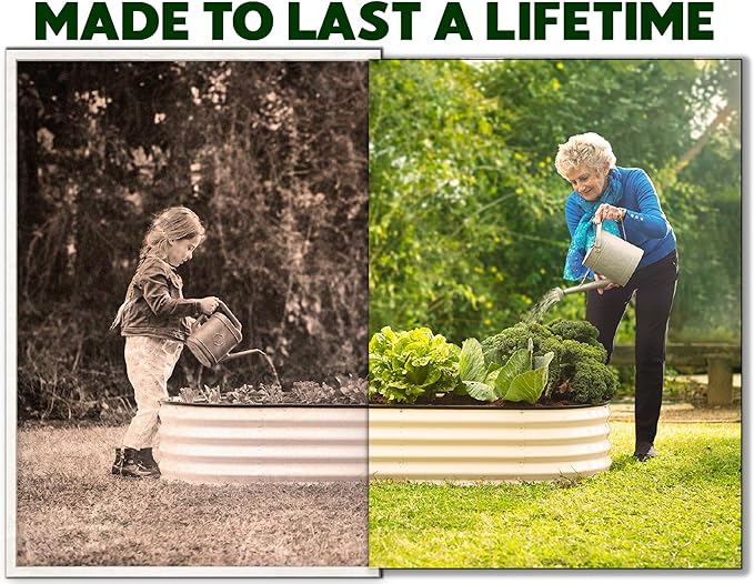 Galvanized Raised Garden Beds Outdoor // 6×3×1 ft Planter Raised Beds for Gardening, Vegetables, Flowers // Large Metal Garden Box // Patented Tool-Free Design (White)