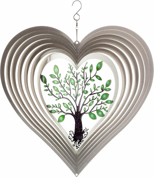 Heart Wind Spinners for Yard and Garden, Metal Ornaments for Garden Décor, Outdoor Wind Spinner, Heart Décor Gifts, Outdoor Garden Decoration, Heart Gifts for Women by ISEO (12 inch)