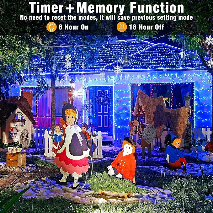 500 LED Christmas Lights Outdoor - 165FT Super Long Christmas String Lights 8 Modes Waterproof Plug in Fairy Lights with Timer Memory for Indoor Xmas Tree Holiday Party House Decorations, Blue