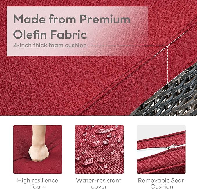 4 Pieces Patio Furniture Sets, Wicker Patio Swivel Glider Chair with Ottomans, Outdoor Furniture Set for Outside Porch, Deck, Balcony, Garden