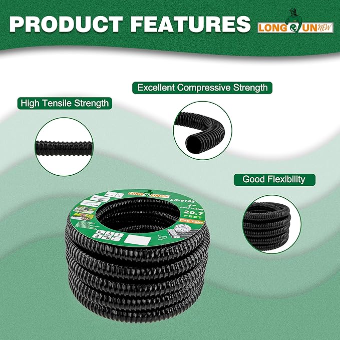 1.25" ID x 23.6 Ft Premium Flexible PVC Pond Tubing - Durable, Kink-Resistant, and Multipurpose for Ponds, Water Features, Filters, and More - Easy Installation and Concealment