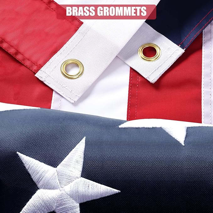 American Flag 3x5 Ft, Outdoor Premium US Flags, Heavy Duty Durable, 420D Oxford Nylon, Embroidered Stars, Brass Grommets