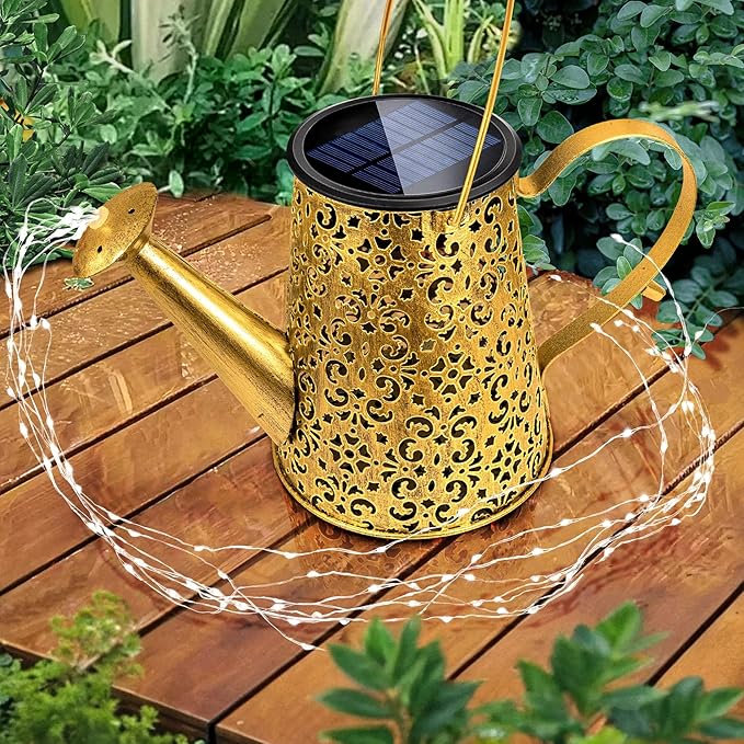 Anordsem Solar Watering Can Lights: Garden Light Waterproof Outdoor Yard Decoration - LED Fairy Hanging Lantern with Hook Patio Path Proch Decor - Gardening Gifts for Women Mom Grandma