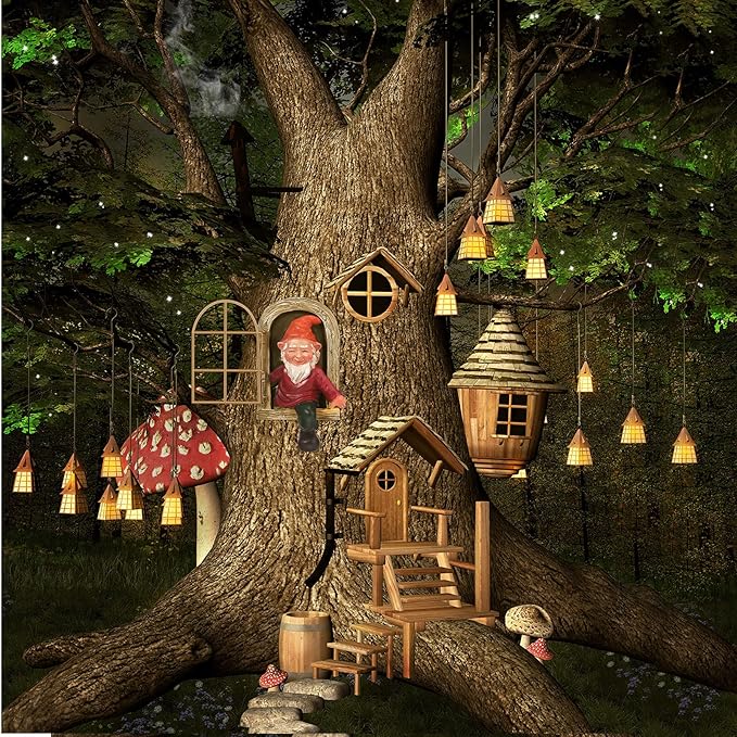 2 Pieces Garden Gnome Statue Elf Out The Door Tree Hugger Garden Peeker Yard Art Tree Sculpture Gnome Decoration Outdoor for Patio Yard Lawn Porch Ornament (Classic Style)