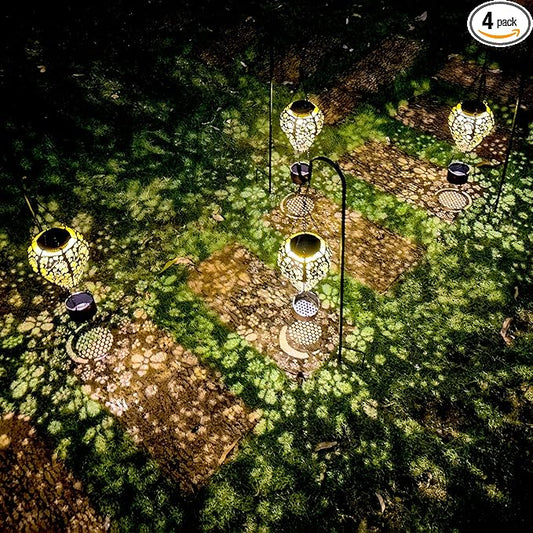 4-Pack Bee Decor Hot Air Balloon Solar Lantern – Outdoor Decorative Hanging Light for Garden Yard Patio Porch Lawn and Pathway – Unique Housewarming, Birthday Gift for Women Mom Grandma