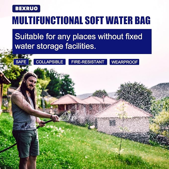 80Gal Portable Water Storage Bladder, Foldable Large Capacity Container Water Tank, Agricultural Irrigation, Camping, Firefighting, Outdoor Household Water