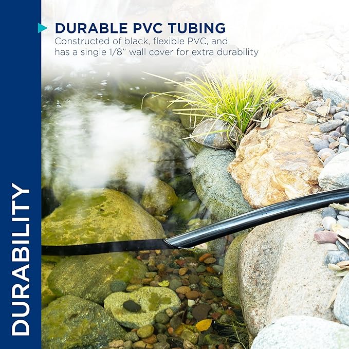 Alpine Corporation 100' PVC Tubing with 1/2" Inside Diameter for Ponds and Fountains, Black