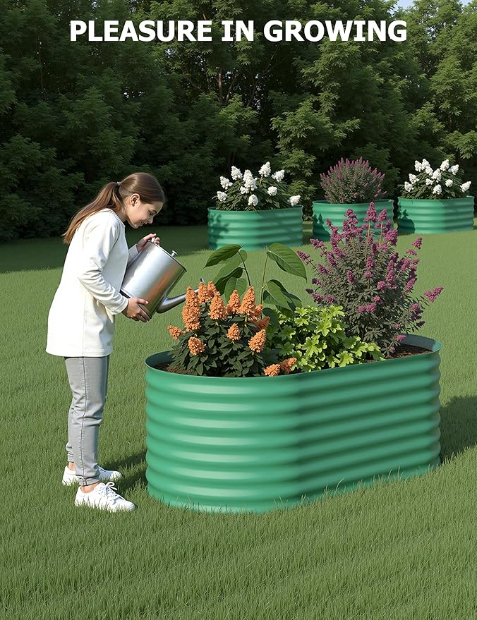 4x2x2 ft Raised Garden Bed,Galvanized Raised Planter Boxes Outdoor with Easy Assembly, Large Garden Bed for Vegetables, Fruits, Flower,Raised Garden Bed,Green