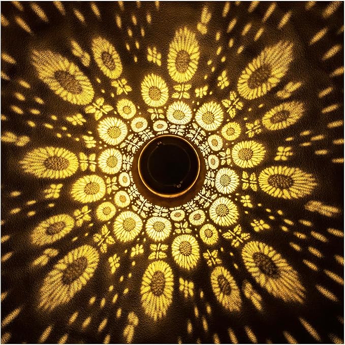 2 Pack Sunflower Solar Lanterns Outdoor Waterproof Hanging Solar Lights Sunflower Gifts for Women Men Mom Metal Decorative LED Outdoor Lanterns for Patio,Lawn,Landscape, Garden Decor, Yard Decoration