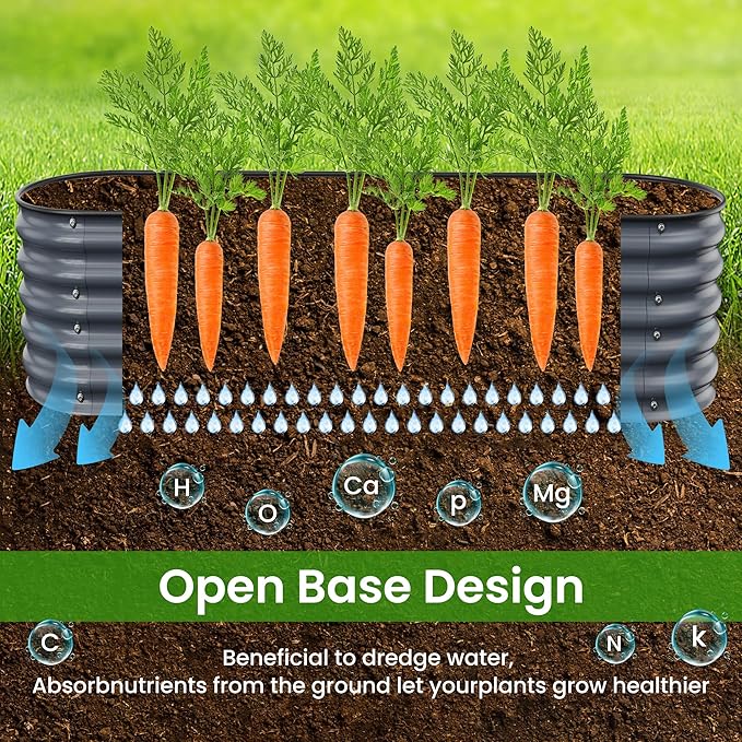 17" Tall Raised Garden Beds Outdoor - Galvanized Aluminum-Magnesium Stainless Steel Durable Metal Planter Box for Growing Plants, Vegetables, Flowers, Fruits(Deep Grey)