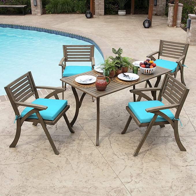 Arden Indoor/Outdoor Seat or Rocking Chair Cushion, 19 x 18, Water Repellent, Rain Proof, Fade Resistant Cushion for Rocking or Dining Chairs Pool Blue Leala