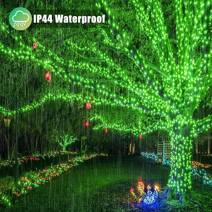 200 LED Green String Lights, 66ft Green Lights Outdoor for St Patricks Day Decorations Clear Wire 8 Modes Waterproof Plug in Twinkle Fairy Light for Indoor Christmas Tree Room Party Decor