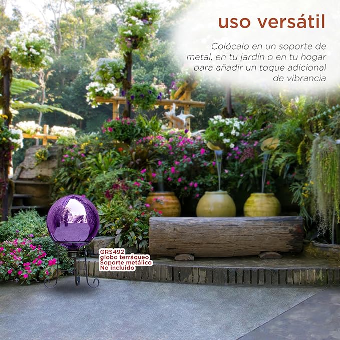 Alpine Corporation 10" Diameter Indoor/Outdoor Glass Gazing Globe Festive Yard Décor, Purple