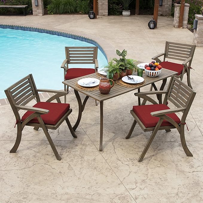 Arden Indoor/Outdoor Seat or Rocking Chair Cushion, 19 x 18, Water Repellent, Rain Proof, Fade Resistant Cushion for Rocking or Dining Chairs Ruby Red Leala