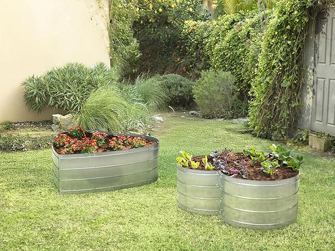 Galvanized Raised Garden Beds Outdoor // Planter Raised Beds for Gardening, Vegetables, Flowers // Large Metal Garden Box (Silver) // Patent Pending Tool-Free Assembly