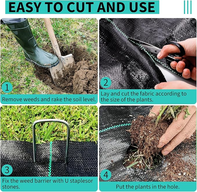 3ftx300ft Heavy Duty Weed Barrier Landscape Fabric – Durable Woven Driveway Garden Cloth for Weed Control, Ground Cover, Landscaping – Long-Lasting Geotextile Fabric – 3.2oz