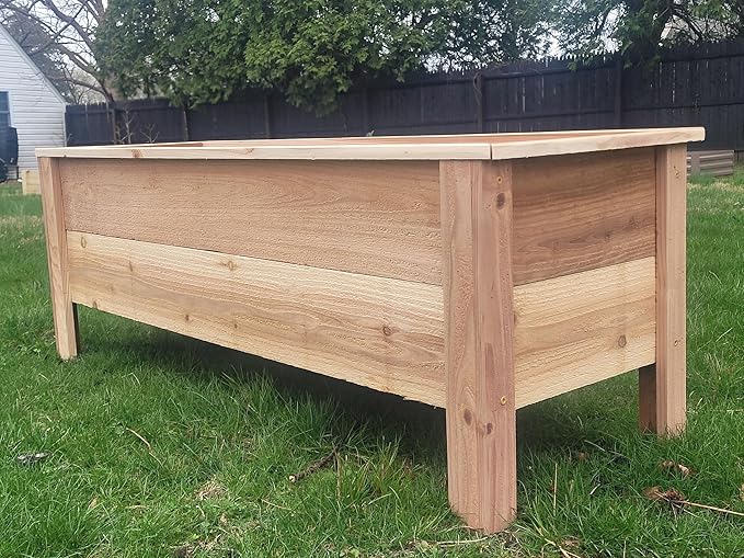 Handmade Custom Heavy Duty Rectangular Raised Cedar Wood Garden Planter Box – 46", 36", 24" – Indoor/Outdoor Farmhouse Style for Flowers & Vegetables – Made in USA (46" L x 15.5" W x 16.5" H)