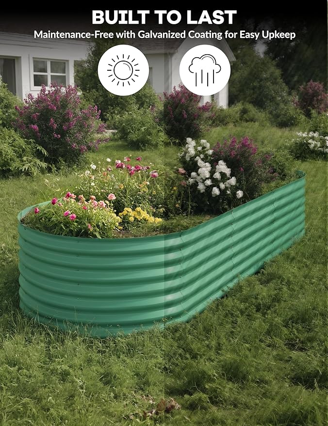 2 Pcs Raised Garden Beds Outdoor 10x4x1.5ft - Galvanized Steel Planter Box for Vegetables, Flowers, Rust-Resistant Garden Box, Easy Assembly Raised Beds, Durable Planters for Outdoor Plants, Green
