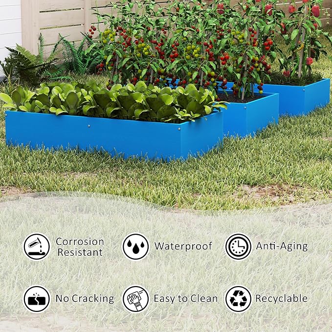 HDPE Raised Garden Bed 47.24 * 24.4 * 9.65 in,Vegetable Planter Bed Outdoor,Elevated Horticulture Planter Bed,Waterproof,Rot-Resistant and Non-Cracking Above Ground Garden Bed(Pacific Blue)